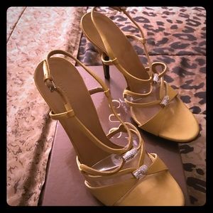 Gucci Mustard Yellow Bamboo Milady Satin Sandals